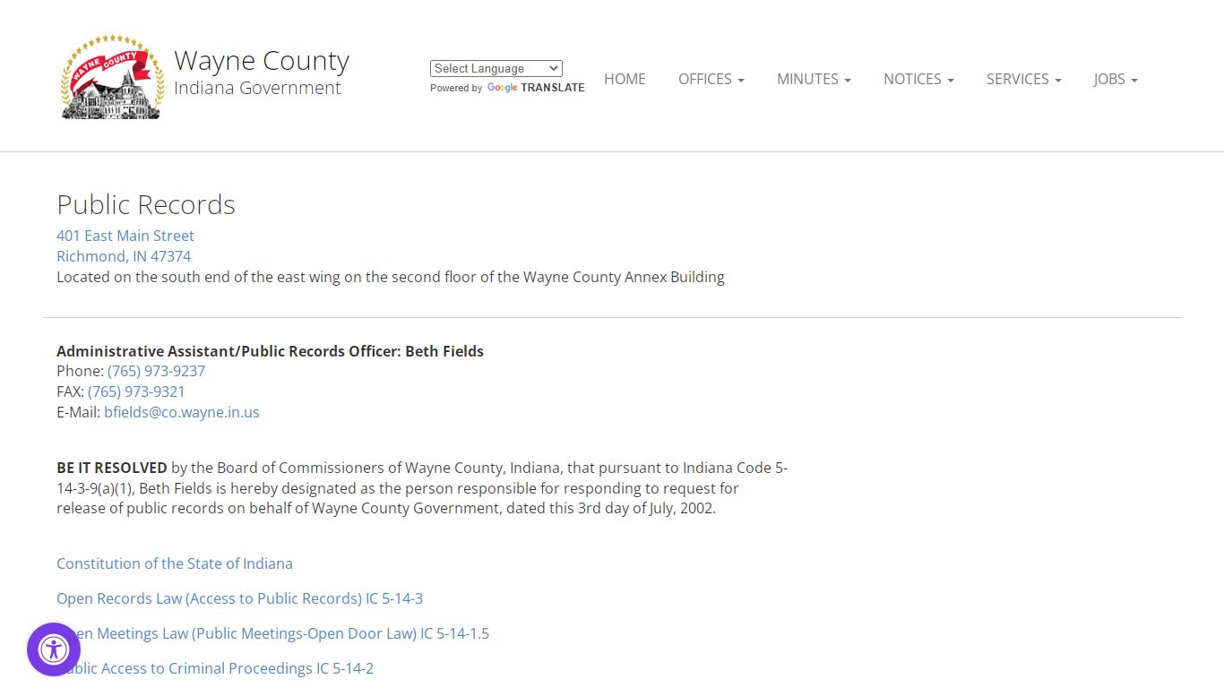 Public Records - Wayne County Indiana Government