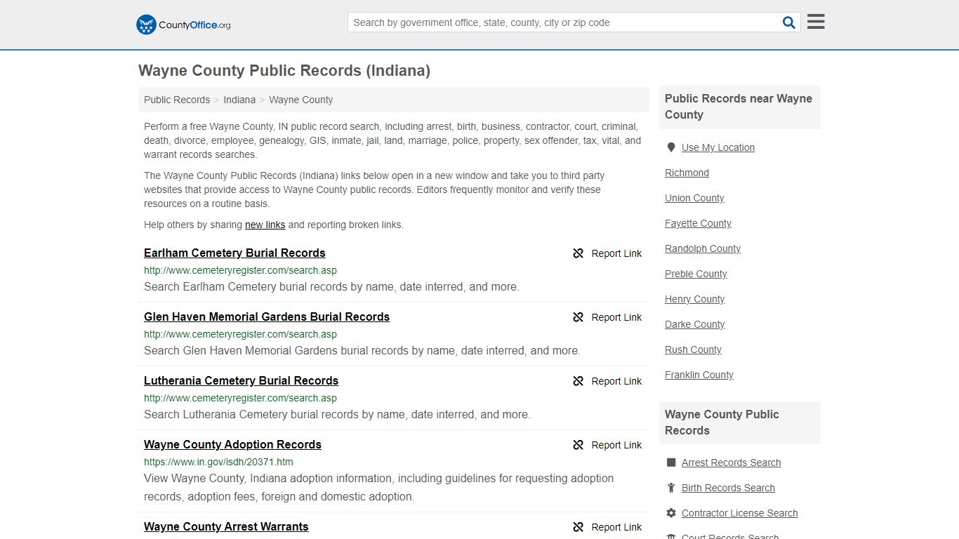 Wayne County Public Records (Indiana) - County Office